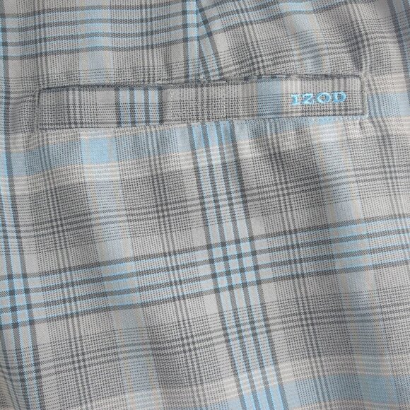 IZOD PerformX Golf Shorts Mens 40 Gray Blue Plaid UPF-50 Outdoor Travel Golf NWT - Picture 10 of 16